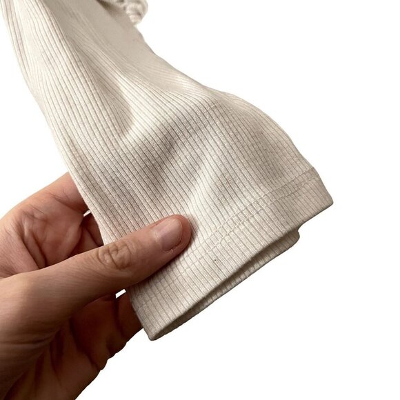 Sky and Sparrow white knit ribbed sweater ruched cinched sides drawstring top - Picture 4 of 5